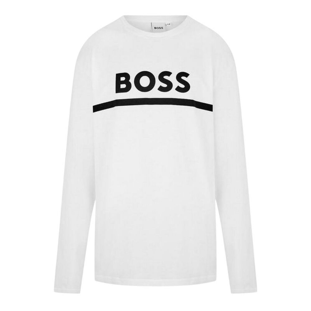 Boss Boys Logo Long-Sleeved T-Shirt / White